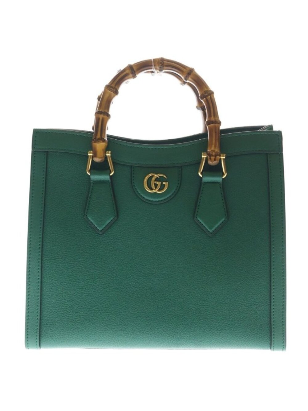 Gucci Diana Handback 2-Way Back Bamboo Gold Leather Green Handbag